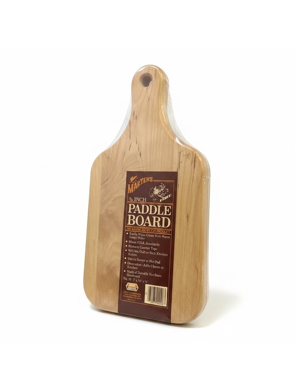 Foley-Martens No. 10 Paddle Cutting Board 7" X 14" Brown New circa 1976 Handle